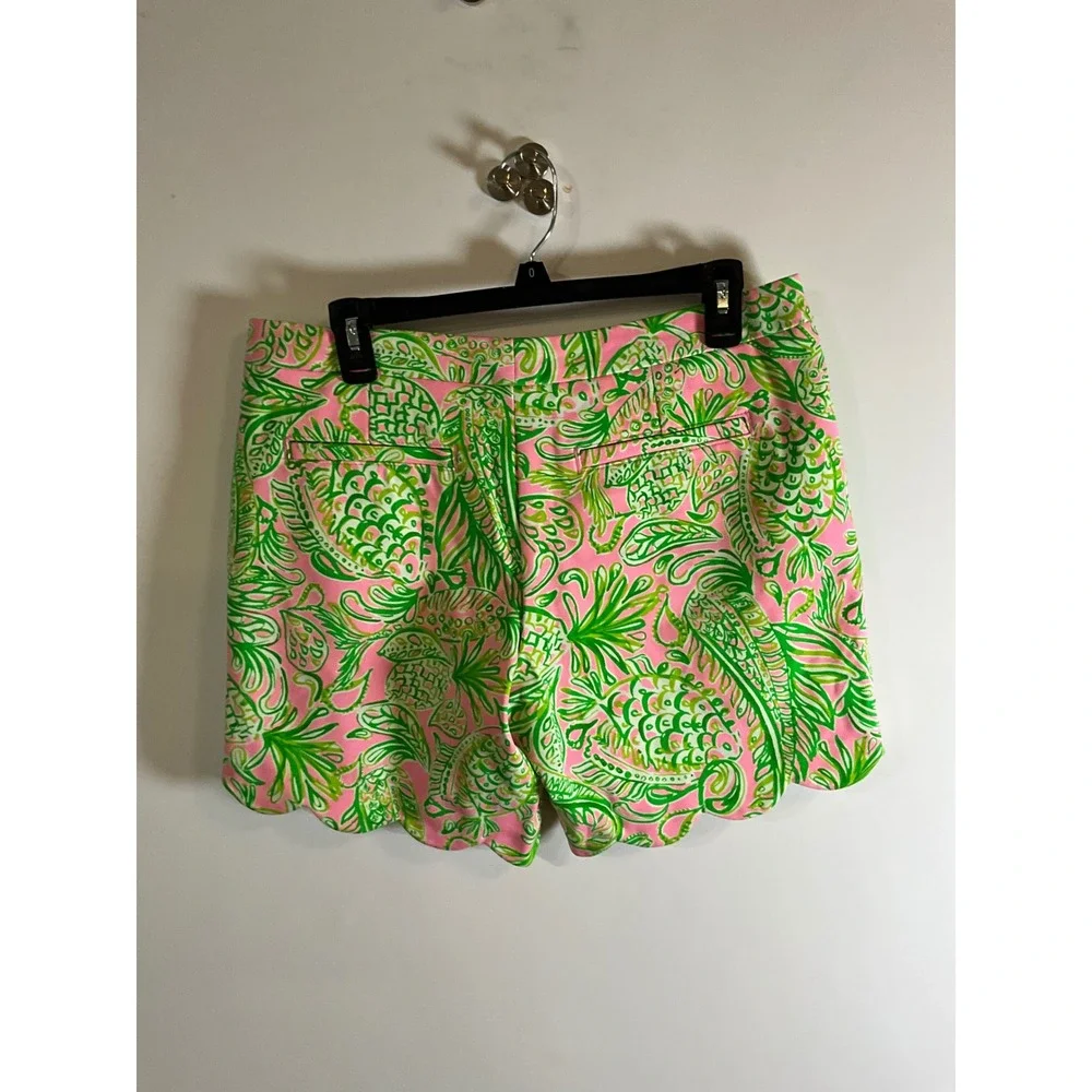 Lilly Pulitzer Buttercup Scallop Hem Shorts Pink Green Pineapple Paisley NWT